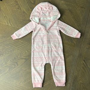 Cozy Baby Bunting, Jumper, Pram - 12m - Pink and White